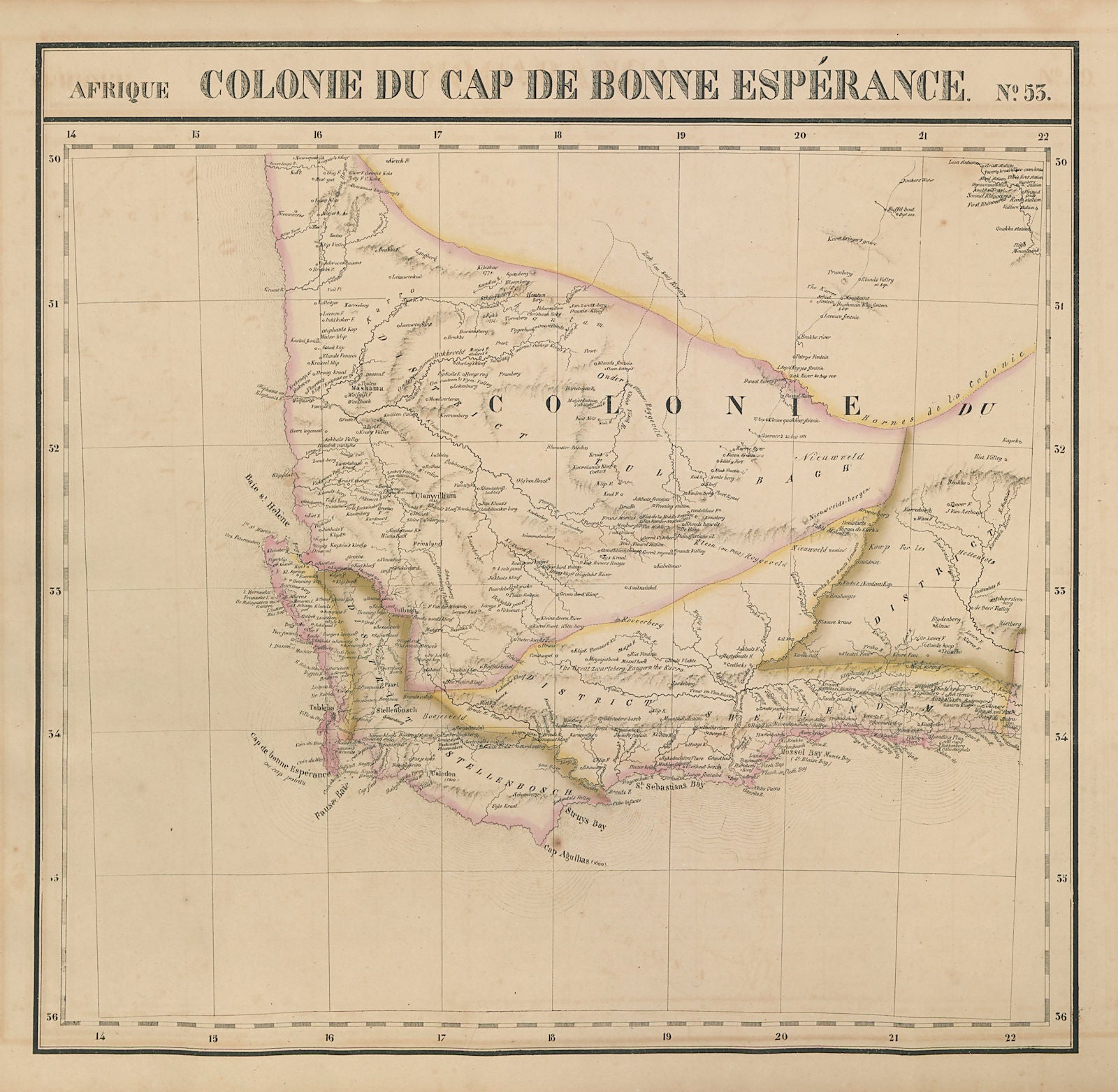 Afrique. Cap de Bonne Espérance #53. South Africa Cape. VANDERMAELEN 1827 map